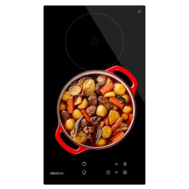 Cecotec Piastra in vetroceramica 2 fuochi Bolero Squad V 2100. Potenza massima 3000 W, 9 Livelli di Potenza, Touch Control, Rilevatore Padelle, Diametro 16 e 20 cm