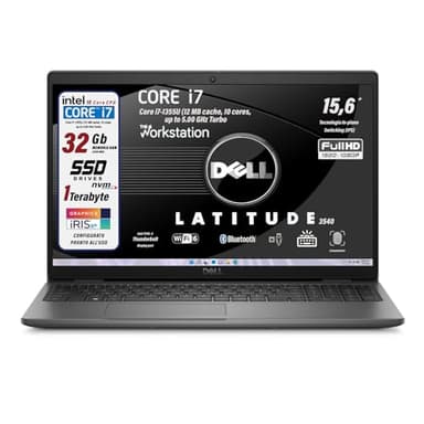 Notebook Dell Latitude, 13th Gen Intel Core i7-1355U | 12 MB cache, 10 cores, 5.00 GHz Turbo | 15.6" FullHD, SSD 1 TB, RAM 32 GB, Tastiera Retroilluminata, Fingerprint, Win 11 Pro - Pronto all'Uso