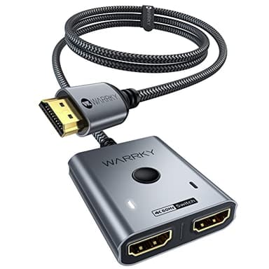 Switch HDMI 4K@60Hz, WARRKY [Alluminio, Cavo Fisso in Nylon 1m] Sdoppiatore HDMI Bidirezionale 2 in 1 out (Uno Schermo alla Volta), Supporto HDR/HDCP 2.2/3D 1080p Per TV, PC, PS5, Xbox
