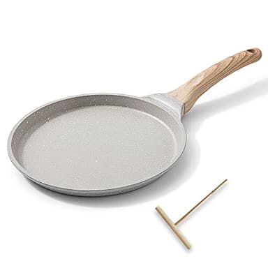 Bobikuke Padella per Crepes Ø20cm, Crepiera con Distributore di Impasti, Rivestimento Antiaderente - White