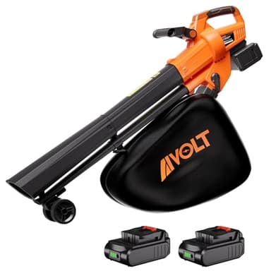 AIVOLT Aspiratore e soffiatore di foglie a batteria con batteria e caricabatterie, 40V, funzione Luchino, velocità dell'aria di 257 km/h e alta potenza di aspirazione, sacco di raccolta da 40L