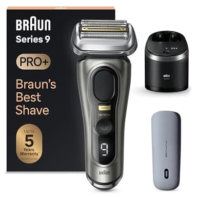 Braun Series 9 PRO +, Rasoio Elettrico Barba, Rifinitore di precisione, con PowerCase, Lame Flessibili, Stazione SmartCare, Uso a Secco o Sotto Acqua, Batteria Litio Ion, Idea Regalo, 9575cc Grafite
