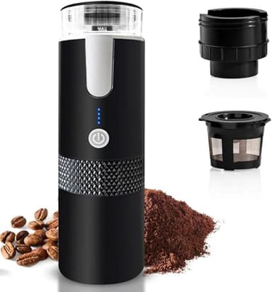 Catoco Macchina per caffè espresso portatile portatile Macchina per caffè espresso senza fili compatibile con macinazione e K-Cup (W50 mm x H43 mm) Capsule senza funzione di riscaldamento
