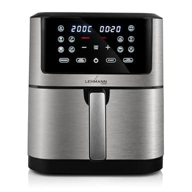 LEHMANN LHODF-1880 - Friggitrice ad aria calda XXL 8 l, 1800 W, 8 in 1 con 10 programmi, fino a 200 °C, friggitrice senza olio con tecnologia Air Fry, grigliare, cuocere, fermentare, disidratare