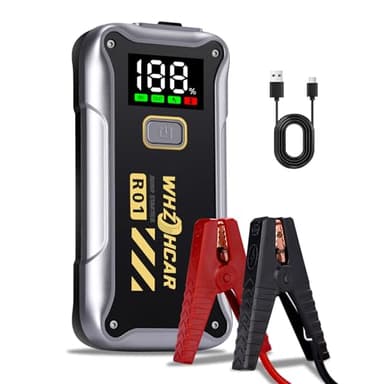 Booster Avviamento Auto 4000A 12V Starter Batteria Auto Portatile Avviatore per auto con schermo LCD Car Jump Starter Cavi Batteria Auto Estesi per auto, camion, moto, SUV, ecc