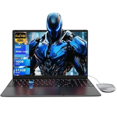Portatile PC 15,6 pollici N95 Processore Quad-Core Portatile con 16GB DDR4, 512GB SSD, Schermo Full HD 1920 x 1080, Computer PC con WiFi5, Bluetooth 4.2, 3x USB 3.0, 1x HDMI,Supporto Touch ID