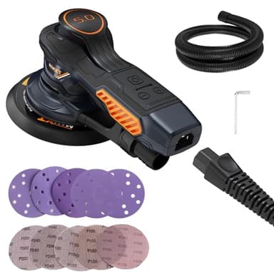 MAXXT Levigatrice Orbitale, 6 Velocità Regolabili 10000 RPM 150mm rotorbitale,10PCS Carte Abrasive per Multipli Angoli Legno Metallo Facile da cambiare Carte Abrasive