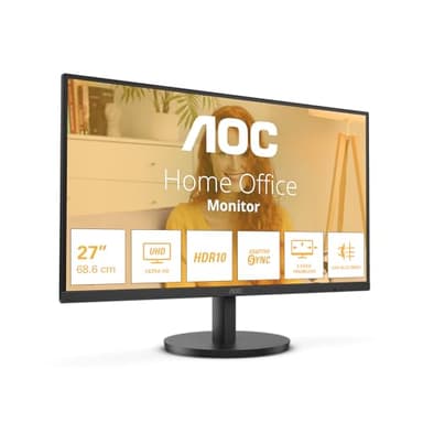 AOC U27B3M - Monitor UHD da 27 pollici, altoparlanti, HDR10 (3840x2160, 4K, 60 Hz, 2x HDMI, DisplayPort) nero