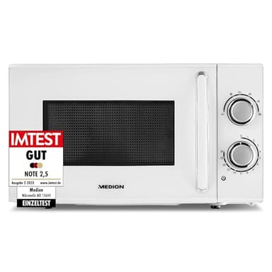 MEDION Forno a microonde, potenza circa 700 watt, capacità circa 17 litri, 6 livelli, funzione di scongelamento, MD 15644, bianco