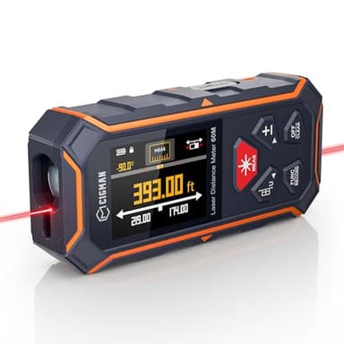120M Misuratore Laser Bilaterale,CIGMAN Metro Laser e Distanziometro con Display Digitale Retroilluminato IPS, 100 Dati Memorizzati, M/In/Ft, Misurazioni di Pitagora/Distanza/Superficie/Volume (CD60R)
