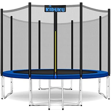 KIDUKU® Trampolino, Tappeto Elastico per Giardino Ø 244 cm | Set Completo con Rete di Sicurezza, Scaletta, Copertura, Ancoraggi e Accessori | Trampolino Elastico per Bambini