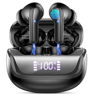 Cuffie Bluetooth 5.4, Auricolari Bluetooth Stereo HiFi con 4 HD ENC Cancellazione Rumore Microfono, Cuffie Wireless in Ear 45 Ore di Riproduzione, IP7 Impermeabili Cuffiette Senza Filo, Nero Chiaro
