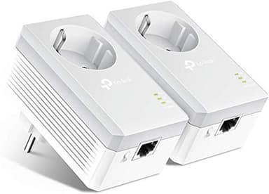 TP-Link TL-PA4010P KIT AV600 Nano Powerline con Shuko Presa Passante, 1 Porta Ethernet, Plug e Play, Kit con 2 Adattatori, 600 Mbps, Fino a 300 metri di copertura