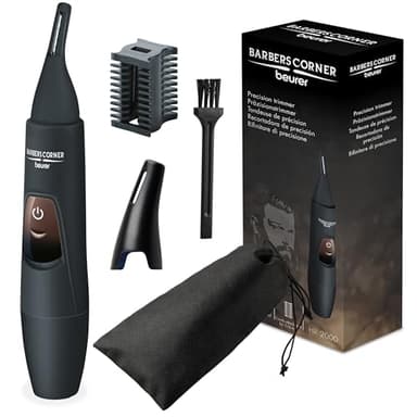 Beurer Rifinitore angolare di precisione HR2000 Barbers, modella e rifinisci sopracciglia, naso, peli delle orecchie, Design angolato, incl. attacco a pettine - 2 lunghezze di taglio (3 e 6 mm)