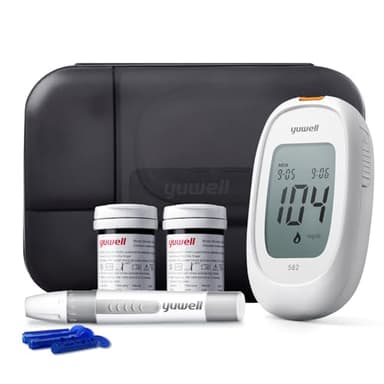 yuwell Misuratore Glicemia con strisce reattive x 50 e lancetti x 50, il Glucometro Kit Completo ideale per l'Uso Domestico, Diabete Test Kit Glucosio nel Sangue (Modello 582)