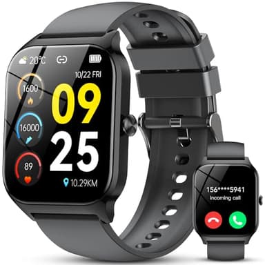 Smartwatch Uomo Donna, 1.85'' Orologio Smartwatch Uomo Donna con Effettua/Risposta Chiamate, 115+ Sportive Smart Watch con Contapassi/Sonno/Cardiofrequenzimetro, IP68 Fitness Tracker per iOS Android