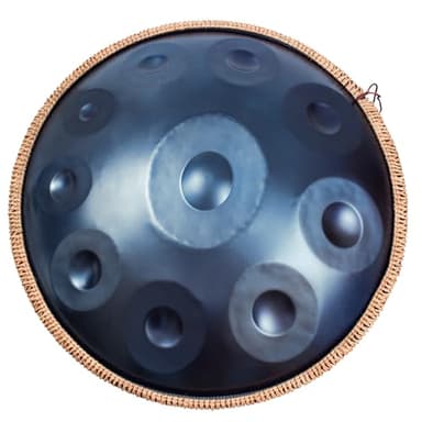 Hand Pan Harmonic, Tamburo in Acciaio in D Minor 10 Note 22 Inches 440 HZ, Hand Drum Percussione con Soft Hand Pan Bag, 2 Bacchette e il Sopporto, Blu