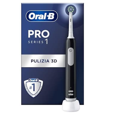 Oral-B Spazzolino Elettrico Ricaricabile Pro Series 1 Nero con 1 Testina di Ricambio, 1 Spazzolino
