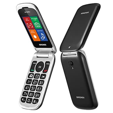 Brondi Stone+ - Cellulare con apertura a conchiglia e flip attivo, Dual Sim, Display 2.4 pollici, Nero