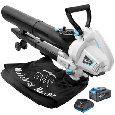 swift 3 in 1 Soffiatore Aspiratore a Batteria and Trituratore, 40V Soffiatore Aspiratore with 12L Zaino Raccogli foglie, Compreso Batteria 2 Ah e Caricatore