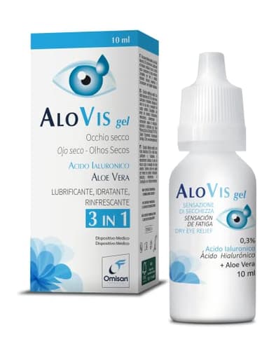 AlovisGel Liquid-Gel 3 in 1 - Lubrificante, Idratante, Rinfrescante per Occhi Secchi. Collirio con Acido ialuronico ed Aloe Vera gel - 10 ml