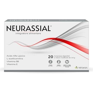 MèDISIN | NEURASSIAL® Integratore per Benessere del Sistema Nervoso, Protegge da Stress Ossidativo e Alterazioni Sensoriali, con Acido Alfa Lipoico, L-acetilcarnitina e Vitamine, 20 Compresse