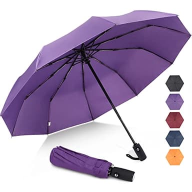 ZOMAKE Ombrello Pieghevole Antivento Automatico,Portatile Ombrello Pioggia Piccolo Resistenti Ombrelli da Borsa - Tascabile Folding Umbrella per Viaggio Uomo e Donna(Viola)