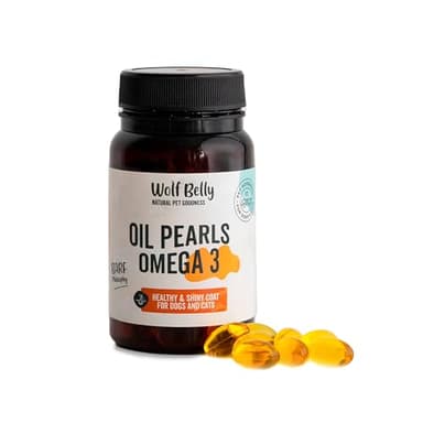 Wolf Belly - Omega 3 per Cani e Gatti 100% Naturale (60 Capsule) Perle Olio di Pesce Ricche di DHA e EPA, Pelle Sano e Pelo Lucido, Antinfiammatorio Articolazioni Cane - Prodotto in UE