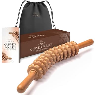 Ezero Rullo Massaggio Cellulite di Legno di Faggio per Corpo e Cosce, Tocco Morbido - Rullo Anticellulite Maderoterapia, Massaggio Anticellulite, Massaggiatore per Cellulite, Bastone Massaggio Pancia