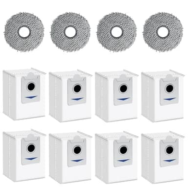 12 Kit Accessori per ECOVACS DEEBOT X5 Omni, 8x Sacchetto per la raccolta polvere, 4x Panni Mop, Set di Accessori per Aspirapolvere Robot