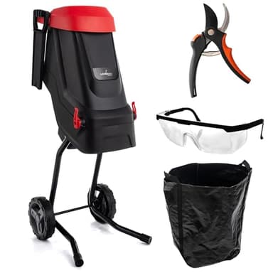 LEHMANN LGAGS-2645 Biotrituratore Elettrico, Spessore di Taglio max. 45mm, Cestino da 45L, Coltello in Acciaio al Carbonio SK5, Silenzioso, Set di Accessori - Forbici e Occhiali di Sicurezza