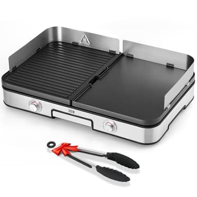 LEBENLANG 2400W Grill elettrico - Incl. Pinze per barbecue & Paraspruzzi I Per uso interno & esterno I Griglia elettrica senza fumo Barbecue elettrico BBQ da balcone Griglie elettriche XXL