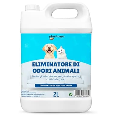 PLANTAWA Rimozione degli odori per Animali Domestici istantanei 2L. Neutralizzatore Enzimatico Odori Urina Feci Vomito. Interno ed Esterno. Cortile da Giardino. Anti Odore pipì Cani Gatti. Detersivo