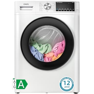 CHiQ CFL80-14586IM3XWA, Lavatrice a carica frontale da 8kg, Space Pro - ottimizzazione dello spazio, Profondità del piano di lavoro, Cestello ampio, Motore a inverter stabile, 1400giri/min