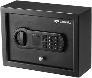 Amazon Basics Cassaforte a cassetto piccola e compatta con tastiera Elettronico programmabile, Nero, 29,9 cm x 21,8 cm x 11 cm ( L x P x A)