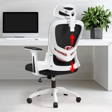 LIMBALAY Sedia Ufficio Ergonomica con Supporto Lombare Regolabile, Braccioli 2D, Poggiatesta e Altezza Aggiustabile - Sedia da Computer Rete Mesh per Ufficio e Casa