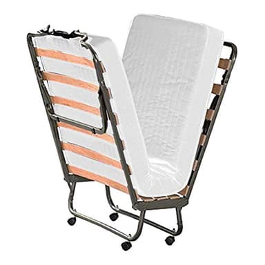 Cortassa | Letto Brandina Pieghevole a Doghe Con Materasso Memory e Copertura Salvapolvere Inclusa, Struttura Resistente e 4 Ruote Girevoli, 100% Made In Italy