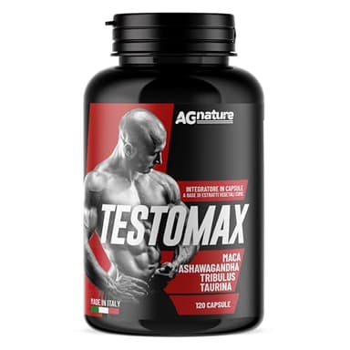 AG nature Testosterone Uomo Aumento Massa Muscolare x Palestra 120 Capsule | Integratore Forte Energizzante con Maca Peruviana, Magnesio, Zinco e Vitamina B6