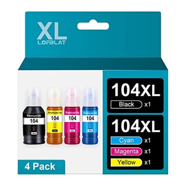 LOFBLAT 104 Compatibili per Epson 104 Inchiostro Multipack per EcoTank ET-2710 ET-2712 ET-2711 ET-2714 ET-2715 ET-4700 ET-2720 ET-2721 ET-2726 (Nero Ciano Magenta Giallo, 4-Pack)
