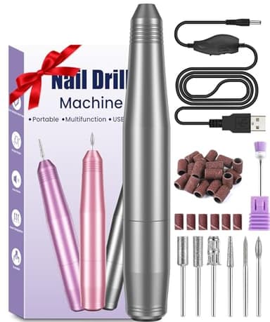 Fresa per Unghie Professionale, BICKON Manicure Elettrico e Pedicure Set con 6 Punte, Sicuro e Silenzioso, 0~20000 RPM Velocità Regolabile, Portatile Fresa Unghie in Gel per Casa Salone Regalo