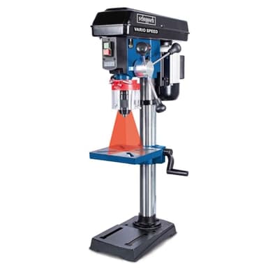 Scheppach Trapano professionale a colonna DP19Vario, da 230 – 240 V, 550 W e 50 Hz, con velocità variabile, intervallo di serraggio mandrino 1,5 16 mm, laser, indicatore digitale del numero giri