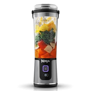 Ninja Blast Frullatore Portatile, 530 ml, con Coperchio e Beccuccio, Mini Frullatore Senza Fili, Ricaricabile, per Frullati, Trita Ghiaccio e Frutta Congelata, Nero, BC151EUBK