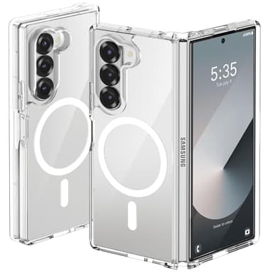 ORETECH Magnetica Cover per Samsung Galaxy Z Fold 6, Compatibile con MagSafe, Protettiva Hard PC Antiscivolo Antiurto Protezione Militare Custodia per Z Fold 6 -Trasparente