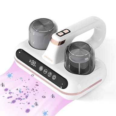 Aspiratore Battimaterasso, Aspiratore portatile antiacaro con Luce UV-C, Aspirapolvere Anti-acari con Sensore di acari, Display digitale rimuove il 99,9% degli allergeni, per materassi, letti, divani