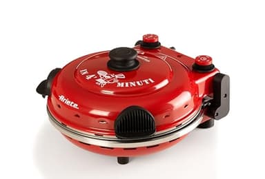 Ariete Forno Pizza 919, Pizza 4' Minuti, Forno per Pizza con 5 Livelli di Cottura, Piastra Refrattaria Antiaderente per Riscaldare, Pale in Legno Incluse, Temperatura Max 400°C, 1200W, Rosso