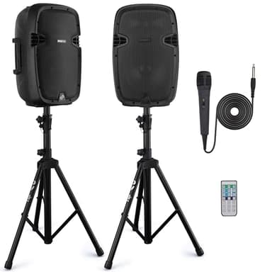Pyle Sistema PA Portatile Wireless, Cassa Bluetooth, Altoparlanti Attivi e Passivi da 1000 Watt, Cassa Bluetooth Potente, USB SD MP3 AUX, Montaggio 35 millimetri, 2 Supporti, Microfono