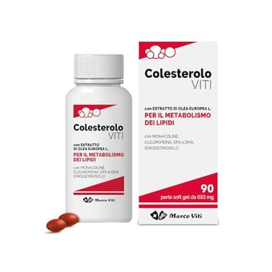 Colesterolo Viti, Integratore per il Metabolismo dei Lipidi, con Estratto di Olivo e Polifenoli, 90 Perle Soft Gel da 680 mg, Senza Glutine