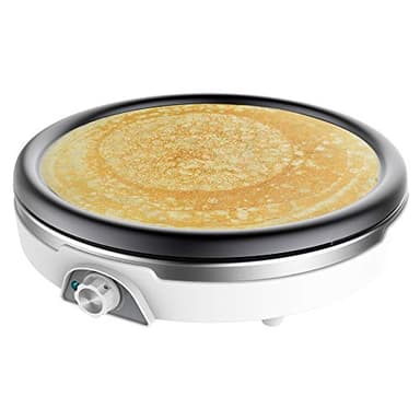 Cecotec Crepiera Elettrica Crepe Maker Fun Crepestone XL INOX 1350 W, piastra rivestita antiaderente e rimovibile, termostato regolabile, rullo e spatola inclusi, 38 cm