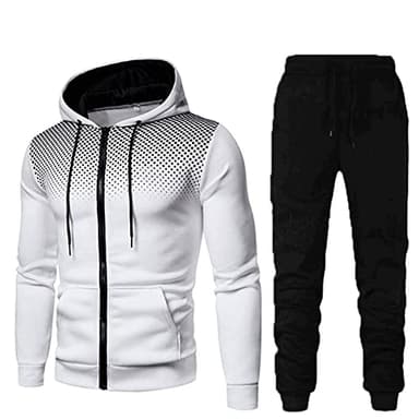 MJGkhiy Tuta Uomo Completa Felpa Con Cappuccio Due Pezzi Felpa e Pantalone Set Tracksuit Tute da Ginnastica Felpa Con Zip e Cappuccio Suit Felpata Invernale Tuta Abbigliamento Sportiva Tuta Completa