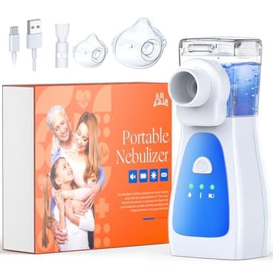 Aerosol Portatile Silenzioso per Adulti e Bambini - Bambino ad Inalazione ad Ultrasuoni ad alta Potenza, la Batteria dura a Lungo, USB-C Ricaricabile Nebulizzatore Aerosol, 2 Maschere E Boccaglio